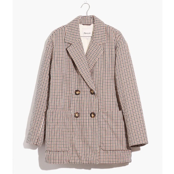 MADEWELL Padded Double Breasted Oversized Jacket in Plaid - Picture 2 of 9